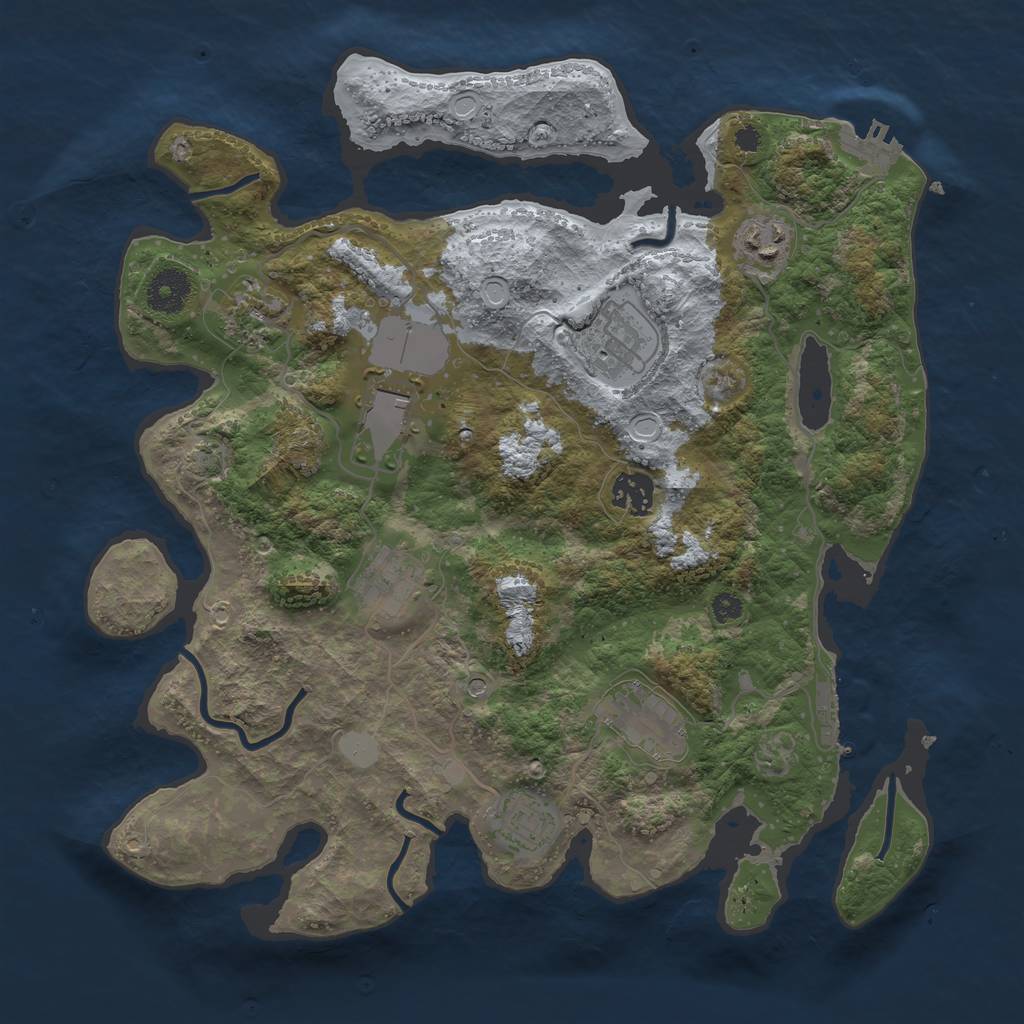 Rust Map: Procedural Map, Size: 3500, Seed: 2648666, 15 Monuments