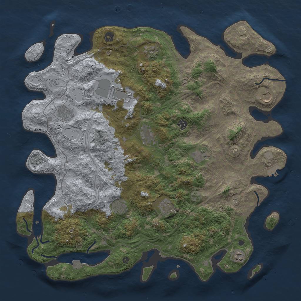 Rust Map: Procedural Map, Size: 4500, Seed: 1239451908, 18 Monuments