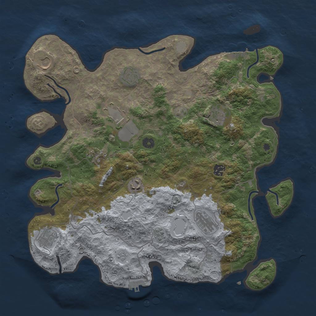 Rust Map: Procedural Map, Size: 4000, Seed: 1178709372, 17 Monuments