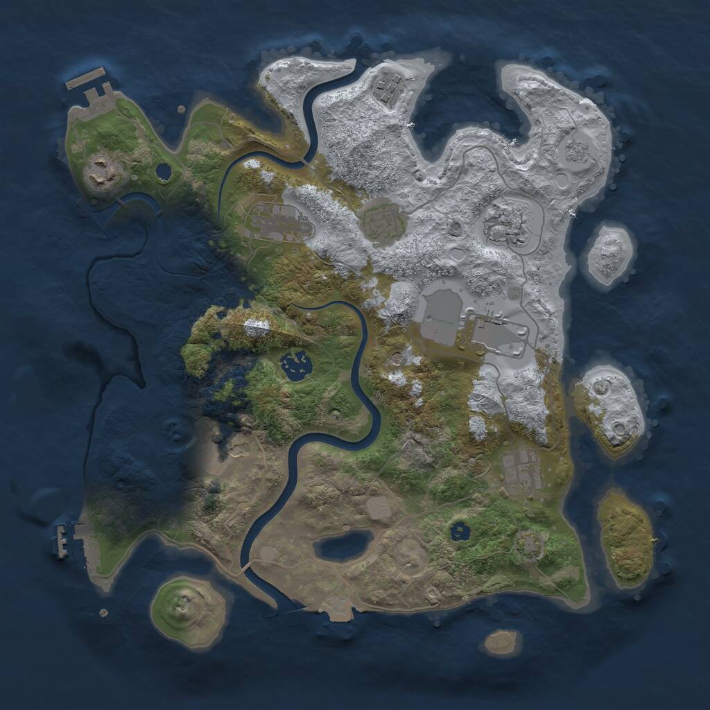 Rust Map: Procedural Map, Size: 3500, Seed: 799171997, 15 Monuments