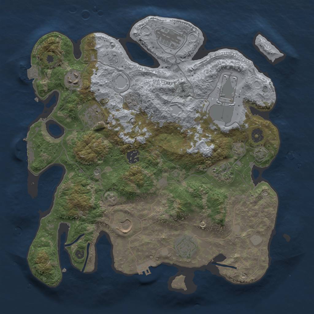 Rust Map: Procedural Map, Size: 3500, Seed: 316890, 17 Monuments