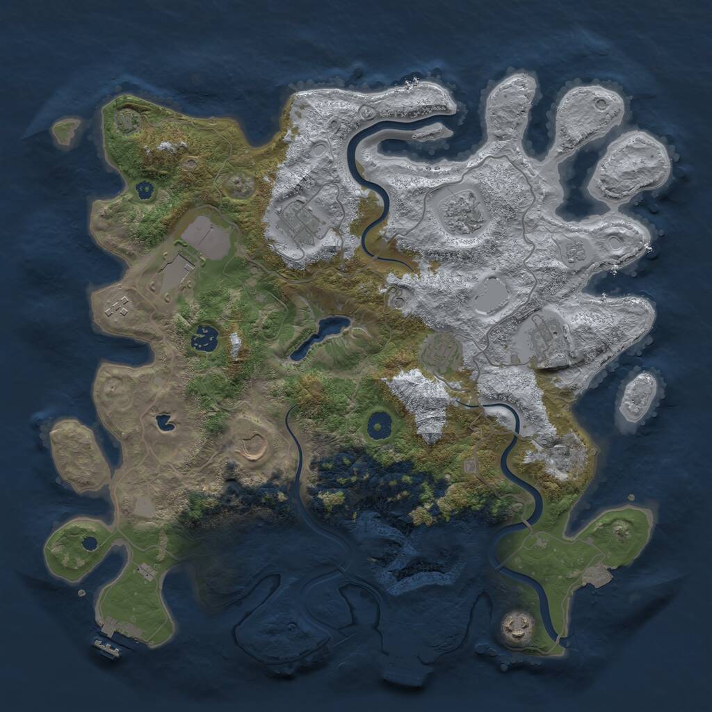 Rust Map: Procedural Map, Size: 4000, Seed: 1175020390, 15 Monuments