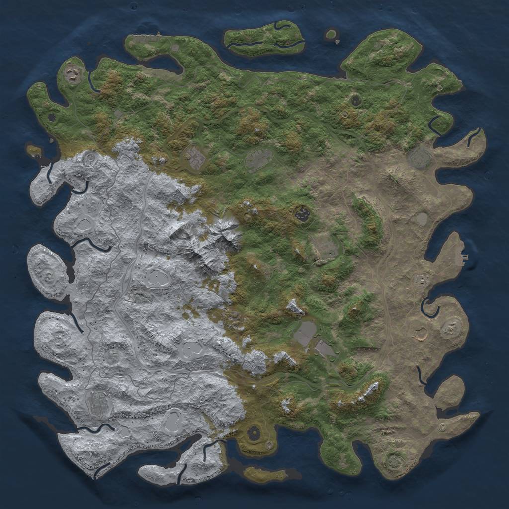 Rust Map: Procedural Map, Size: 5500, Seed: 53743214, 19 Monuments