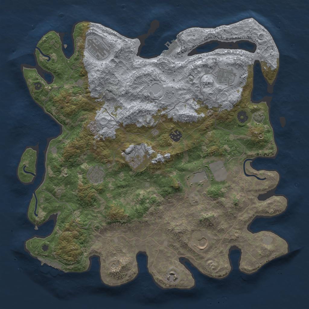 Rust Map: Procedural Map, Size: 4000, Seed: 193, 17 Monuments