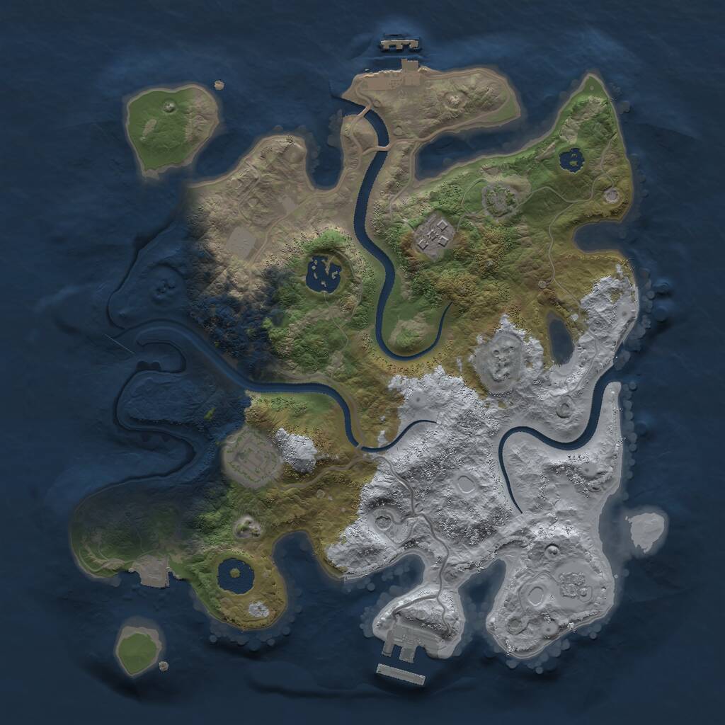 Rust Map: Procedural Map, Size: 3000, Seed: 191668047, 9 Monuments