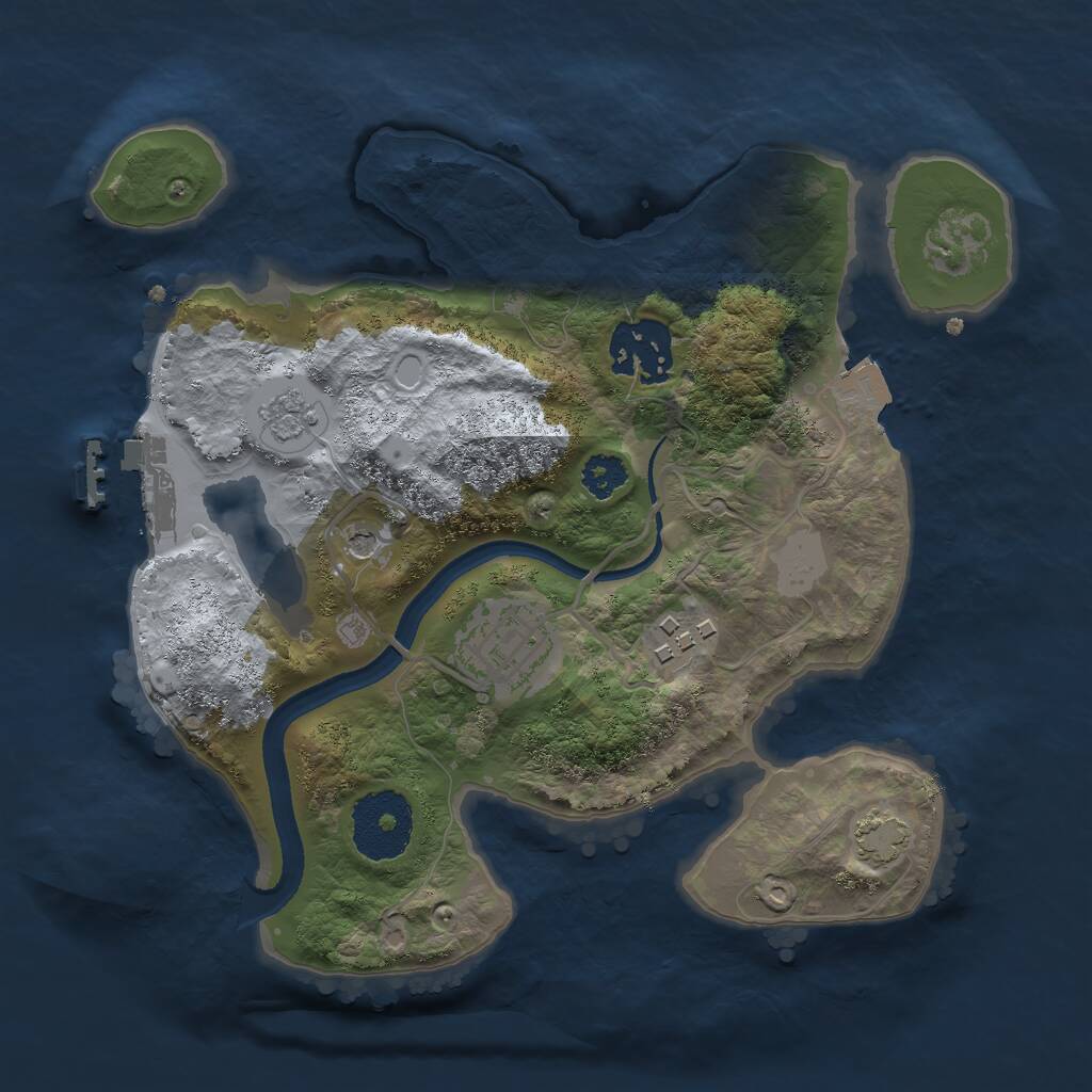 Rust Map: Procedural Map, Size: 2500, Seed: 1239511293, 8 Monuments