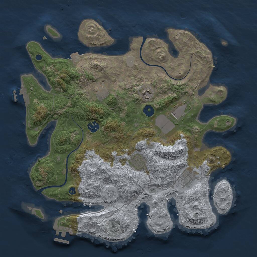 Rust Map: Procedural Map, Size: 3500, Seed: 509822190, 11 Monuments