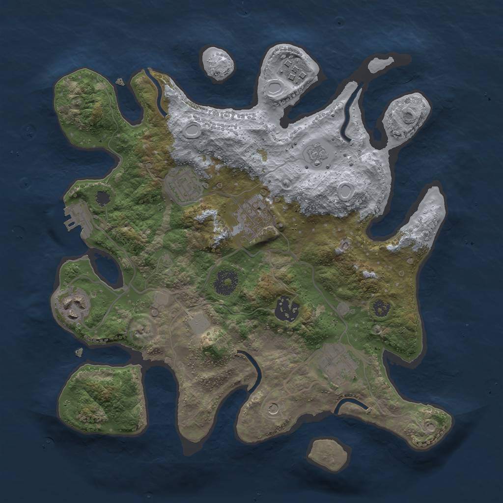 Rust Map: Procedural Map, Size: 3000, Seed: 1313456062, 12 Monuments