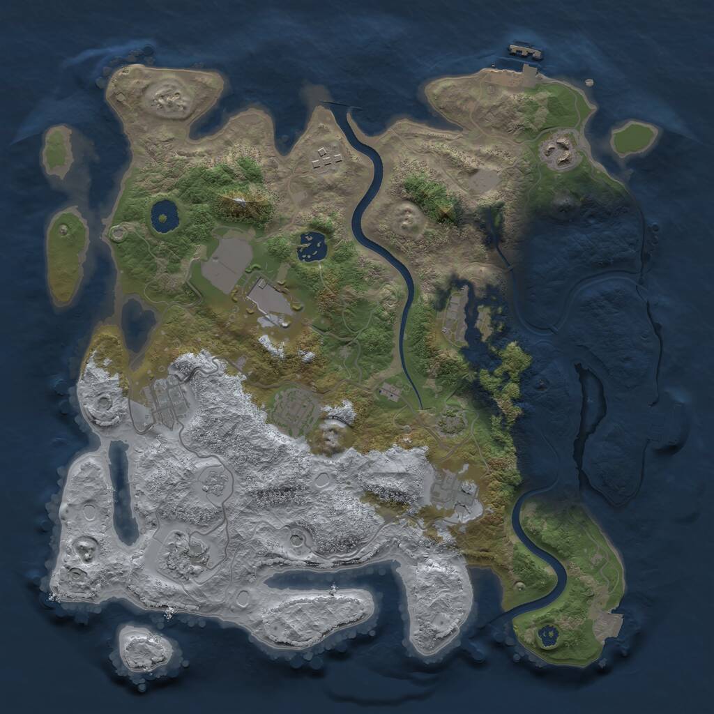 Rust Map: Procedural Map, Size: 3500, Seed: 412051588, 15 Monuments