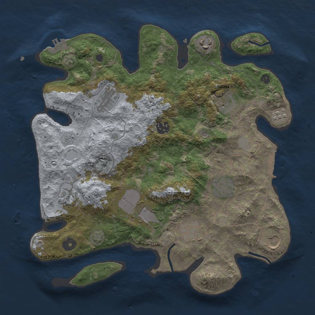 Rust Map: Procedural Map, Size: 3500, Seed: 113717136, 18 Monuments