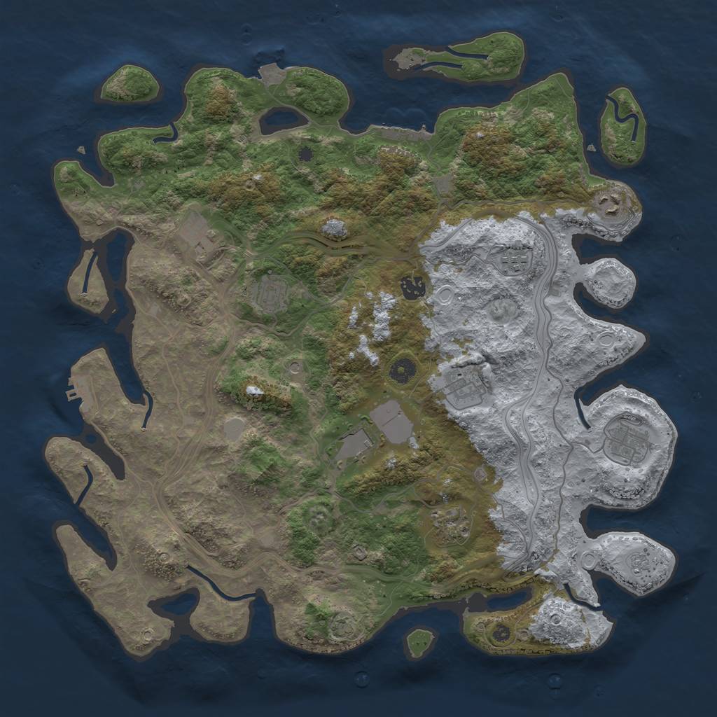 Rust Map: Procedural Map, Size: 4250, Seed: 130258518, 17 Monuments