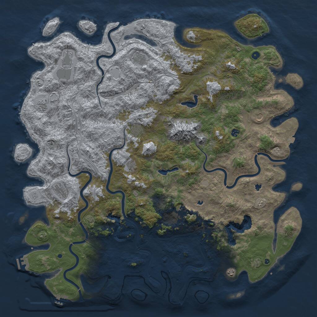 Rust Map: Procedural Map, Size: 6000, Seed: 2096531742, 17 Monuments