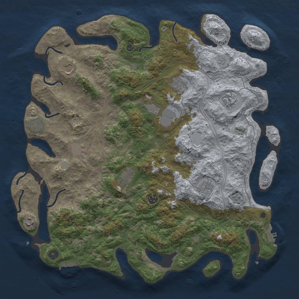Rust Map: Procedural Map, Size: 4500, Seed: 287288835, 18 Monuments