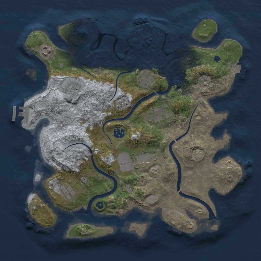 Rust Map: Procedural Map, Size: 3500, Seed: 658057636, 14 Monuments