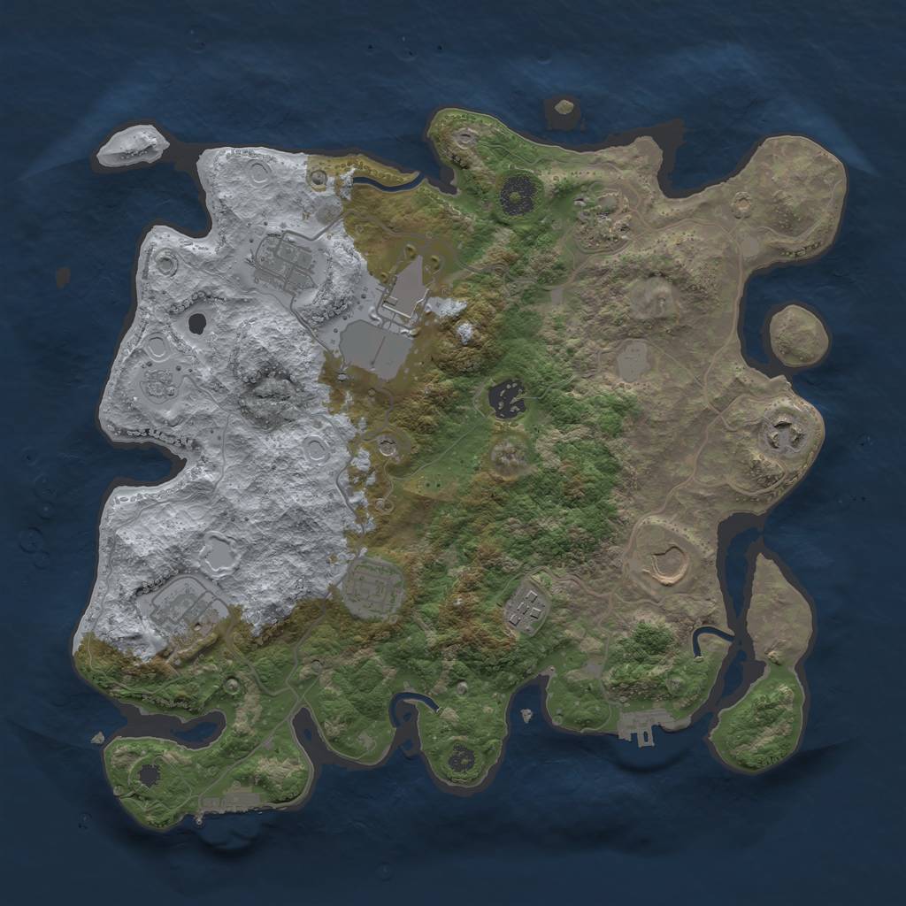 Rust Map: Procedural Map, Size: 3500, Seed: 1664743035, 16 Monuments