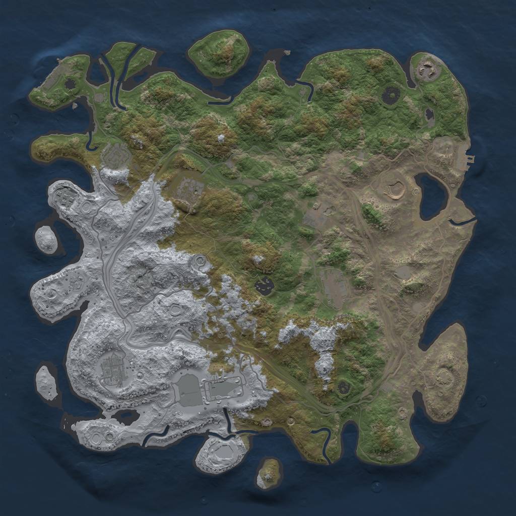 Rust Map: Procedural Map, Size: 4250, Seed: 1245344376, 18 Monuments