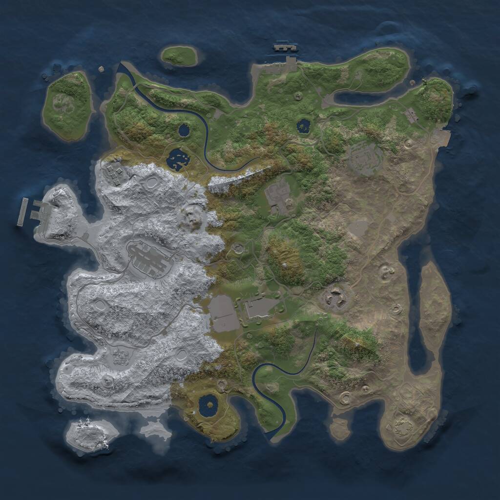 Rust Map: Procedural Map, Size: 3500, Seed: 886099918, 13 Monuments