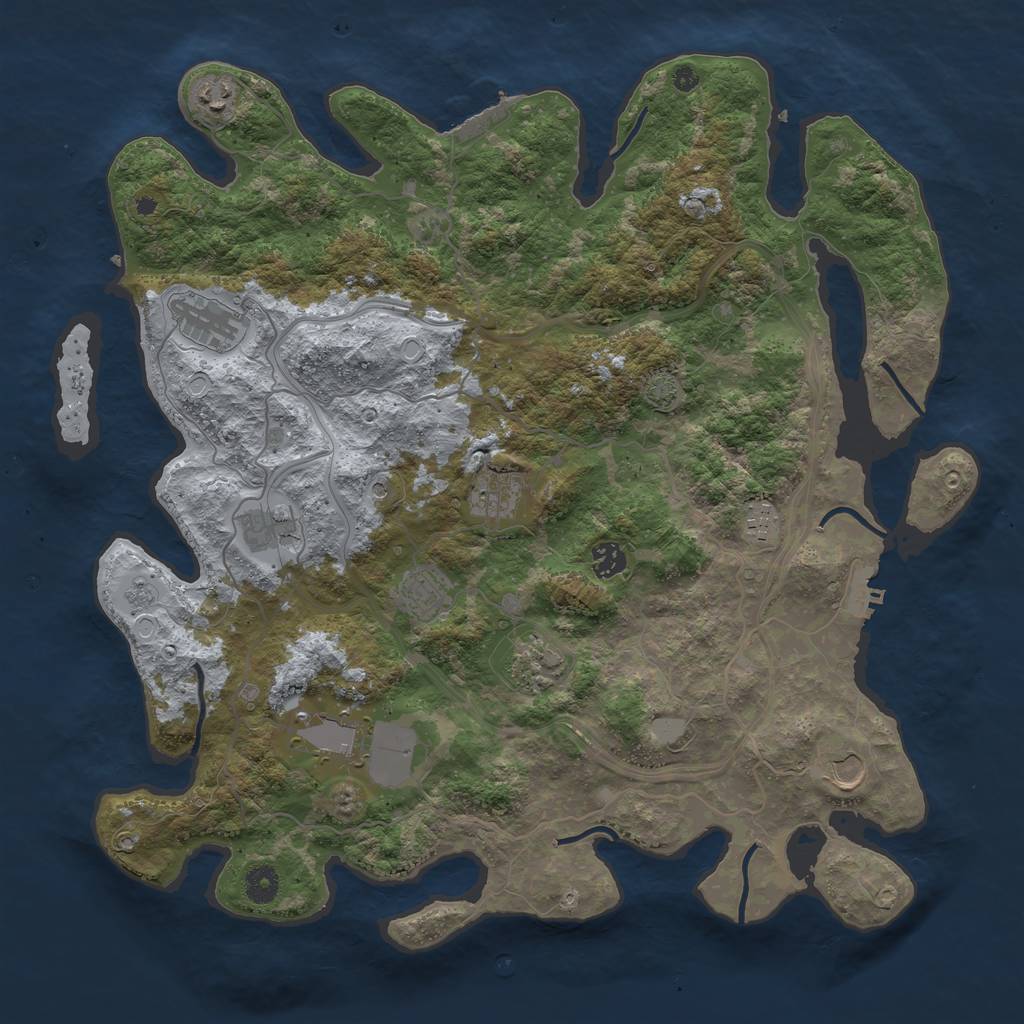 Rust Map: Procedural Map, Size: 4250, Seed: 637291101, 18 Monuments
