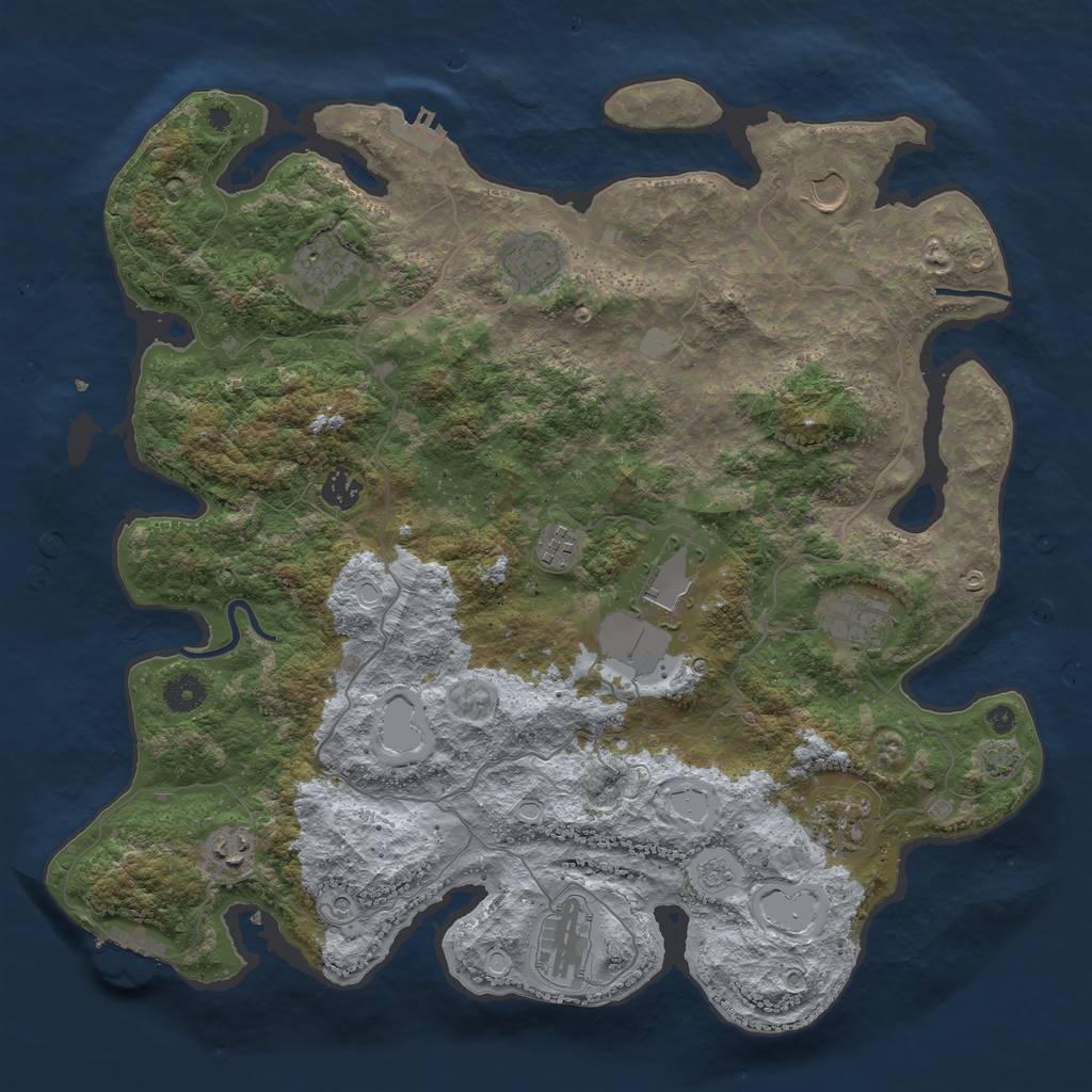 Rust Map: Procedural Map, Size: 4100, Seed: 85332, 18 Monuments