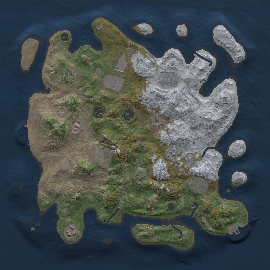 Rust Map: Procedural Map, Size: 3500, Seed: 352070624, 16 Monuments