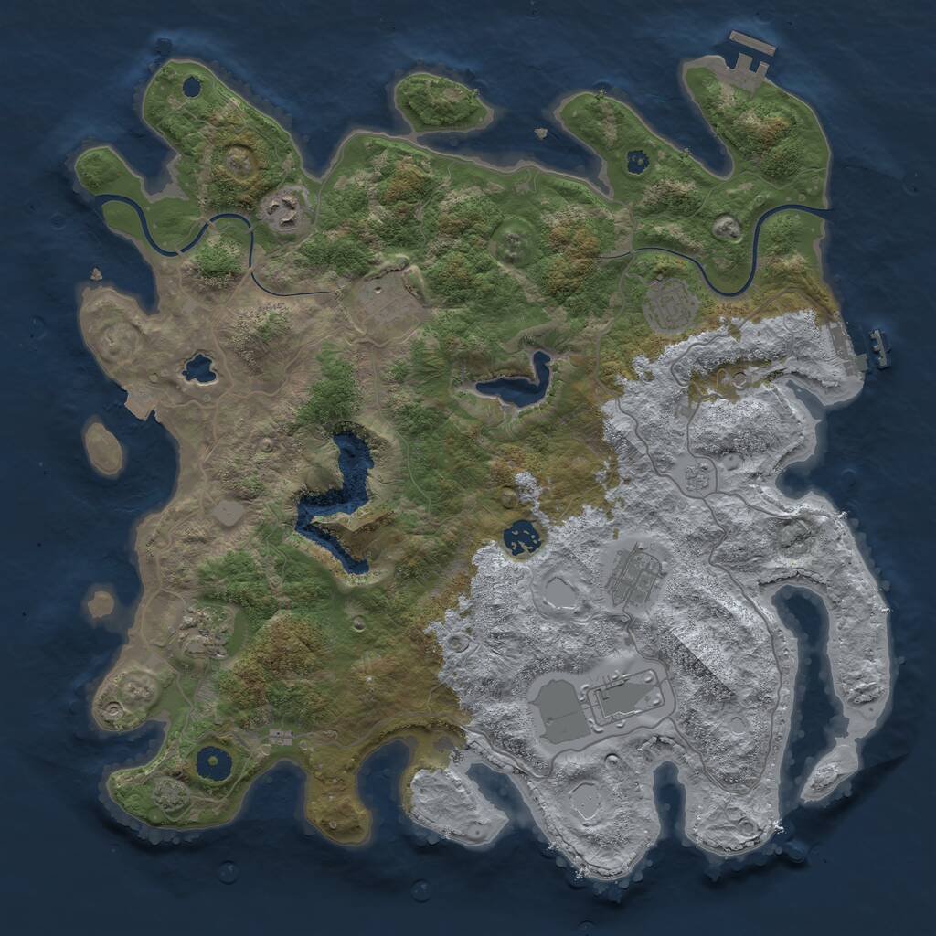 Rust Map: Procedural Map, Size: 4000, Seed: 67513, 13 Monuments