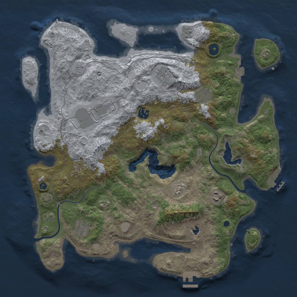 Rust Map: Procedural Map, Size: 4000, Seed: 840948531, 14 Monuments
