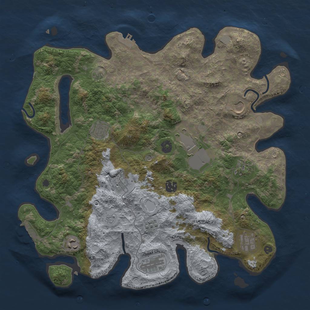 Rust Map: Procedural Map, Size: 3800, Seed: 23271, 17 Monuments