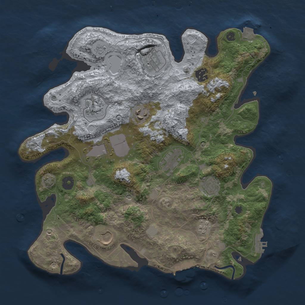 Rust Map: Procedural Map, Size: 3500, Seed: 389284519, 17 Monuments