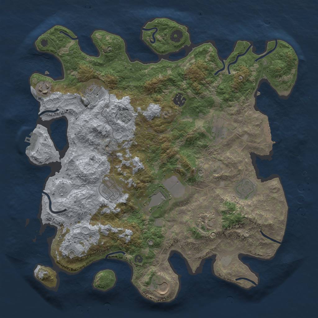 Rust Map: Procedural Map, Size: 3800, Seed: 983531, 17 Monuments