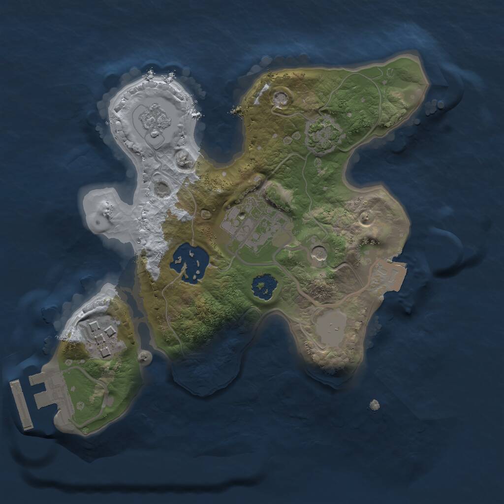 Rust Map: Procedural Map, Size: 2000, Seed: 2045074335, 8 Monuments