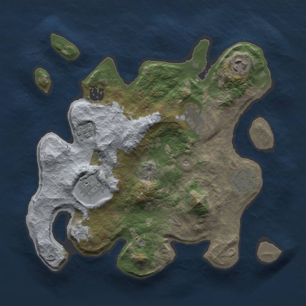Rust Map: Barren, Size: 3000, Seed: 30103, 9 Monuments