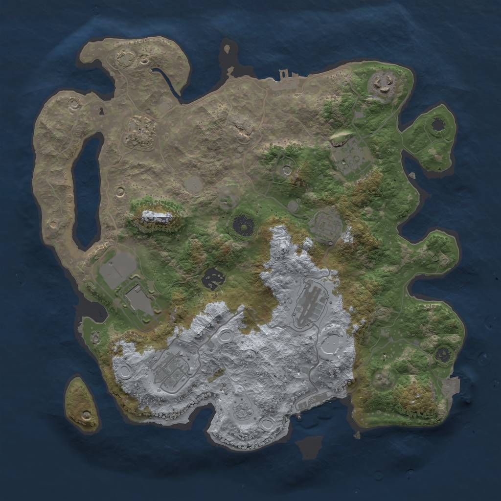 Rust Map: Procedural Map, Size: 3500, Seed: 2056029268, 16 Monuments