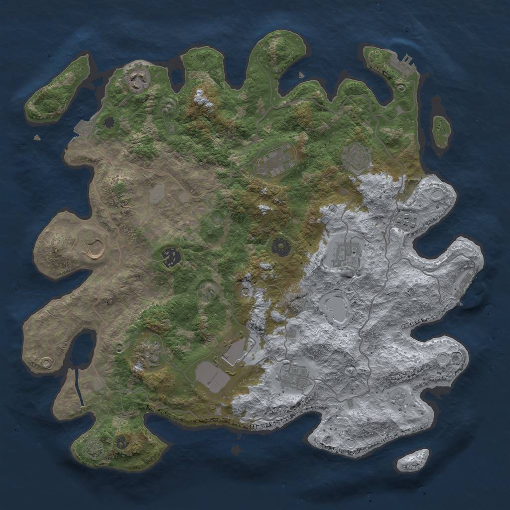 Rust Map: Procedural Map, Size: 4000, Seed: 965458315, 18 Monuments