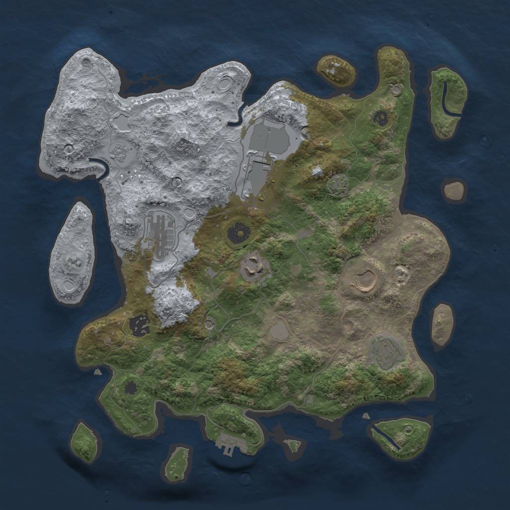 Rust Map: Procedural Map, Size: 3500, Seed: 1802827487, 13 Monuments
