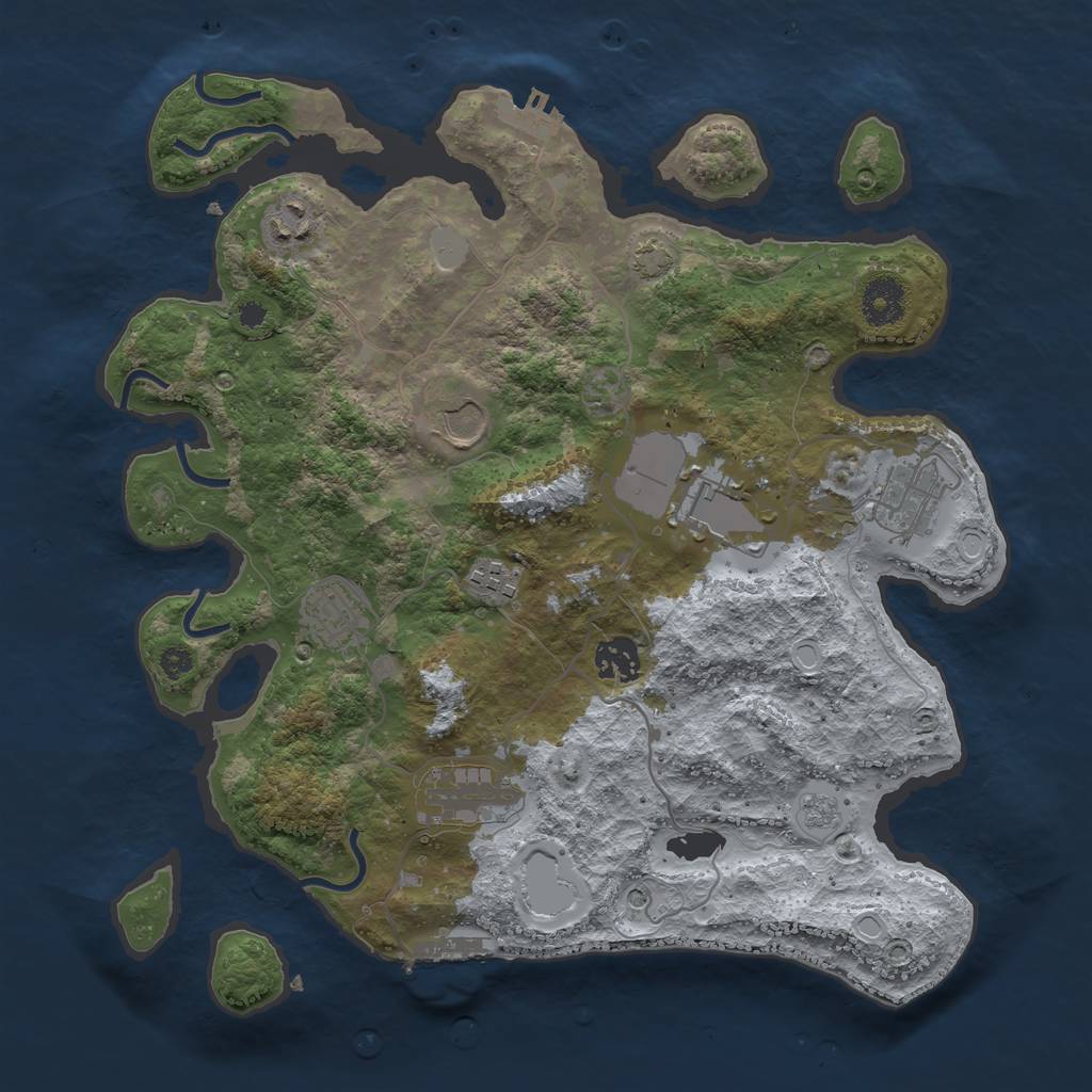 Rust Map: Procedural Map, Size: 3500, Seed: 374488896, 16 Monuments