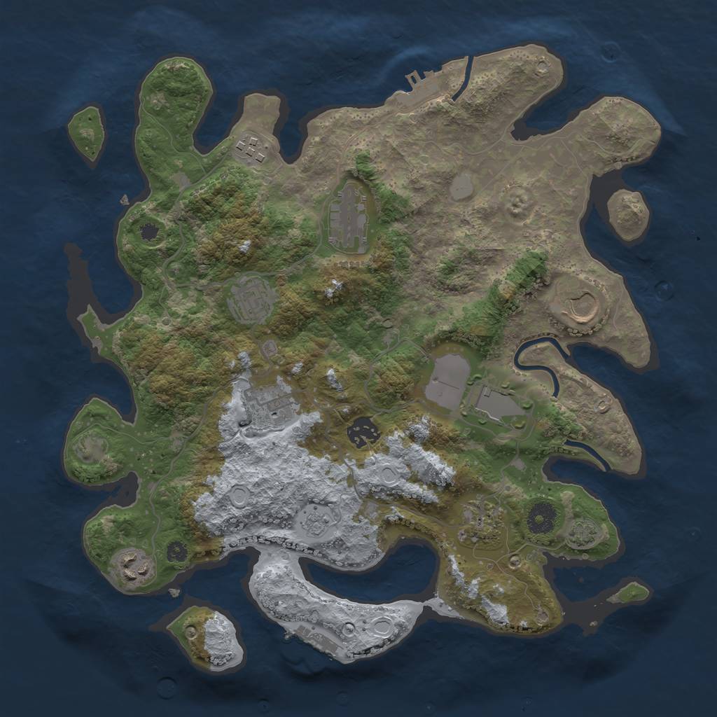 Rust Map: Procedural Map, Size: 3500, Seed: 1732788455, 16 Monuments