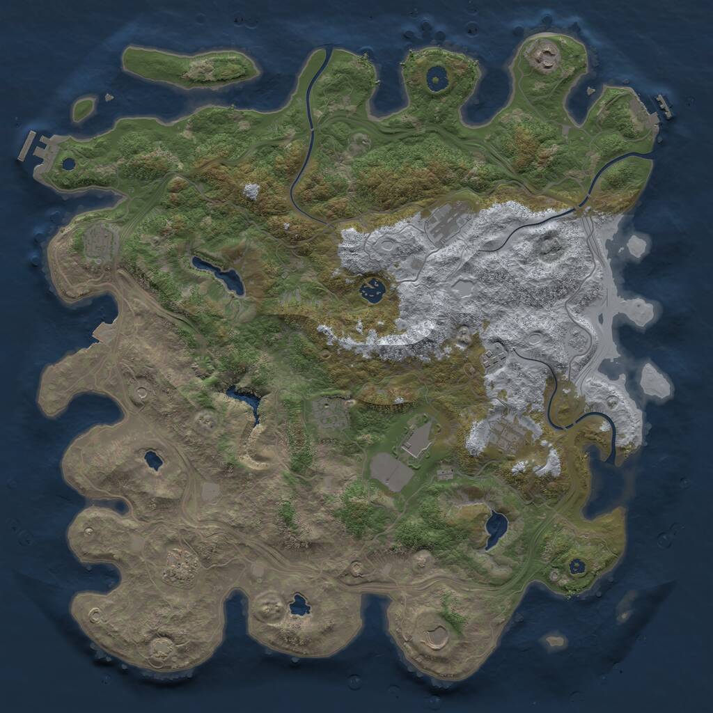 Rust Map: Procedural Map, Size: 4500, Seed: 1310747615, 16 Monuments
