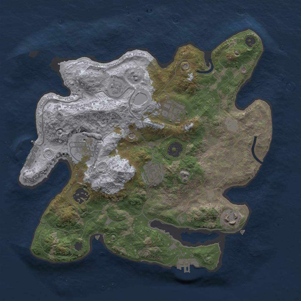 Rust Map: Procedural Map, Size: 3000, Seed: 16972, 12 Monuments