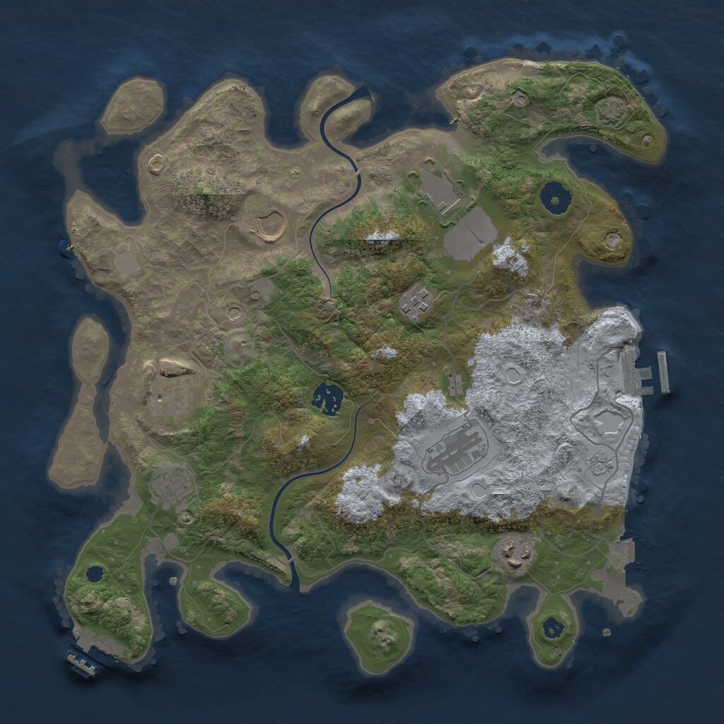 Rust Map: Procedural Map, Size: 3500, Seed: 917880462, 14 Monuments