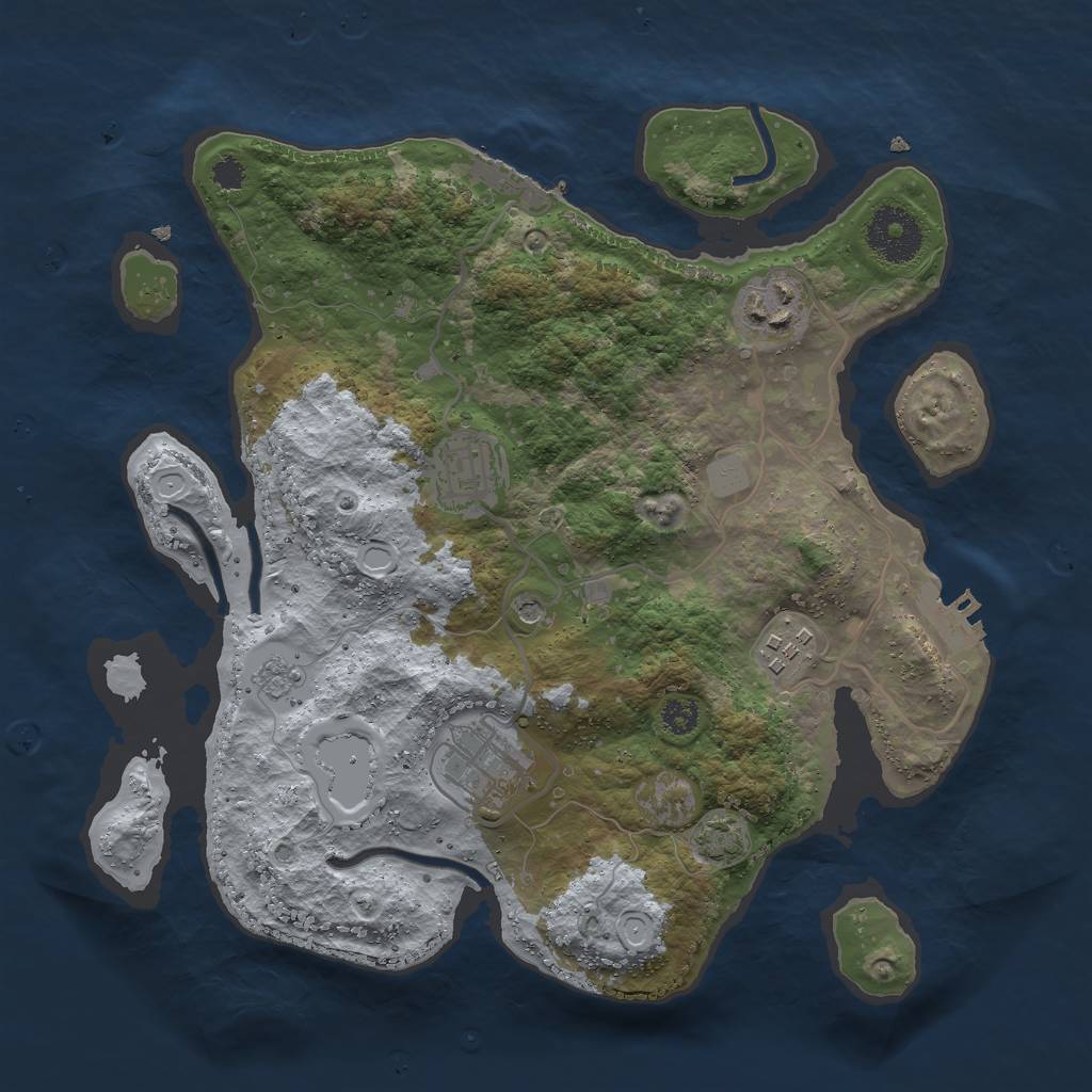 Rust Map: Procedural Map, Size: 3000, Seed: 1058034626, 12 Monuments