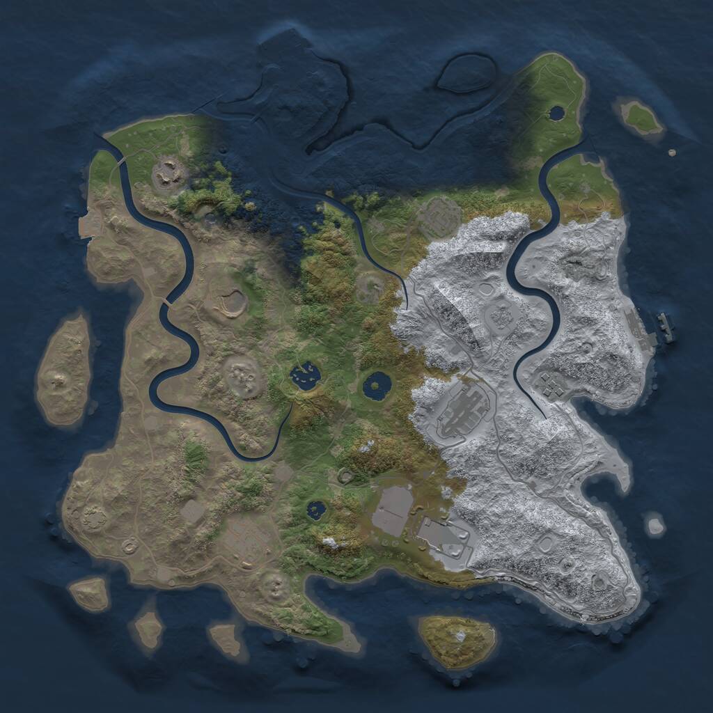 Rust Map: Procedural Map, Size: 3850, Seed: 492463, 14 Monuments