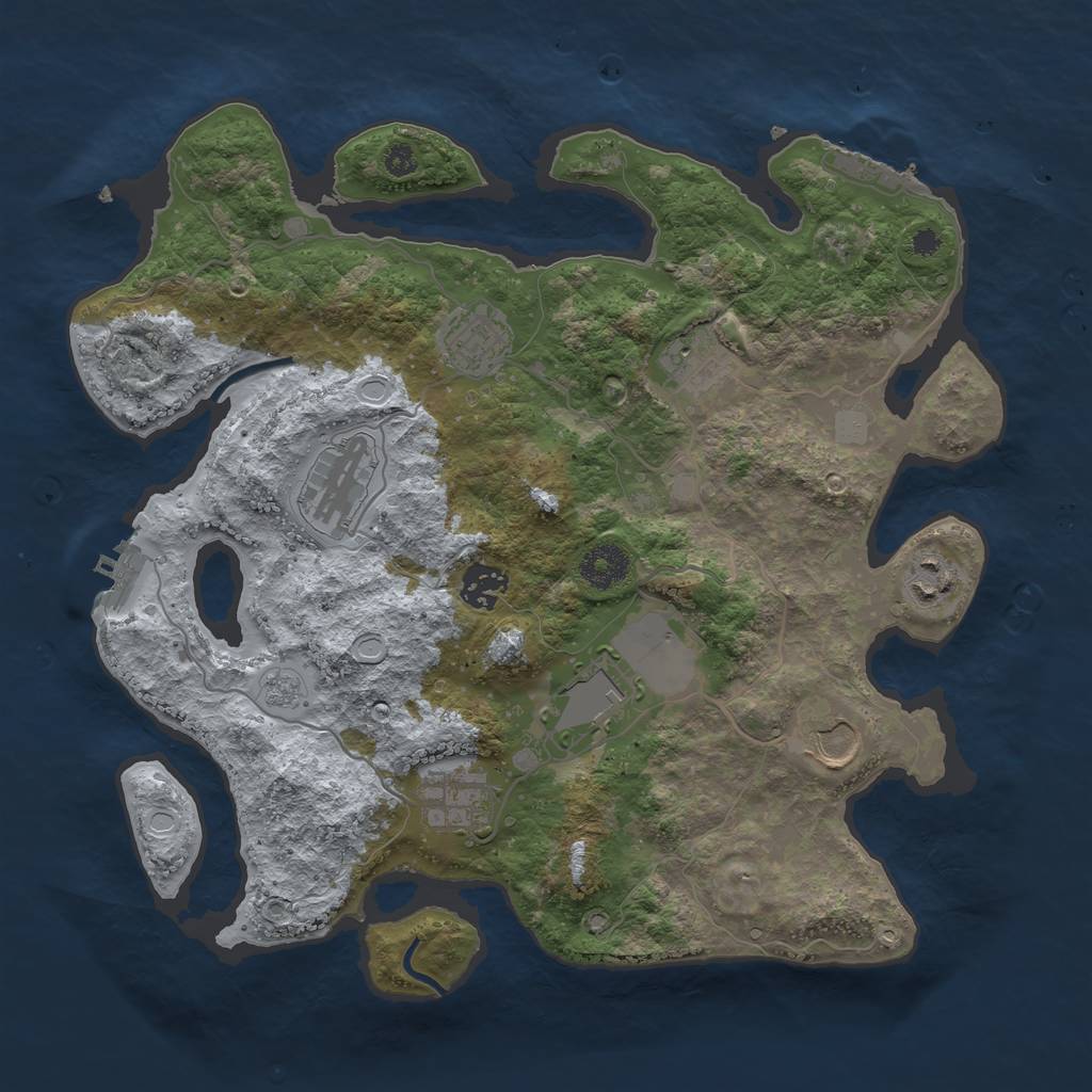 Rust Map: Procedural Map, Size: 3500, Seed: 1032342803, 14 Monuments