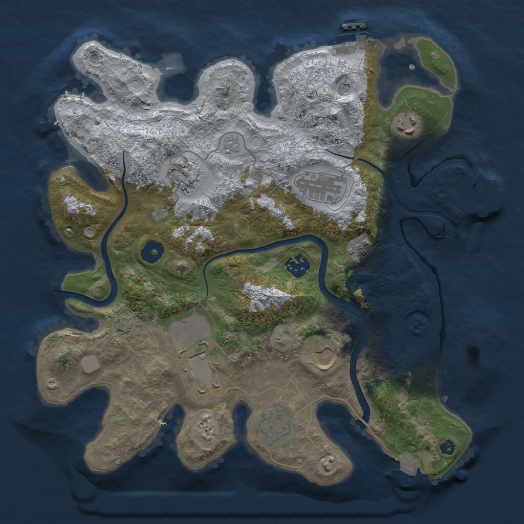 Rust Map: Procedural Map, Size: 3500, Seed: 1671371391, 14 Monuments