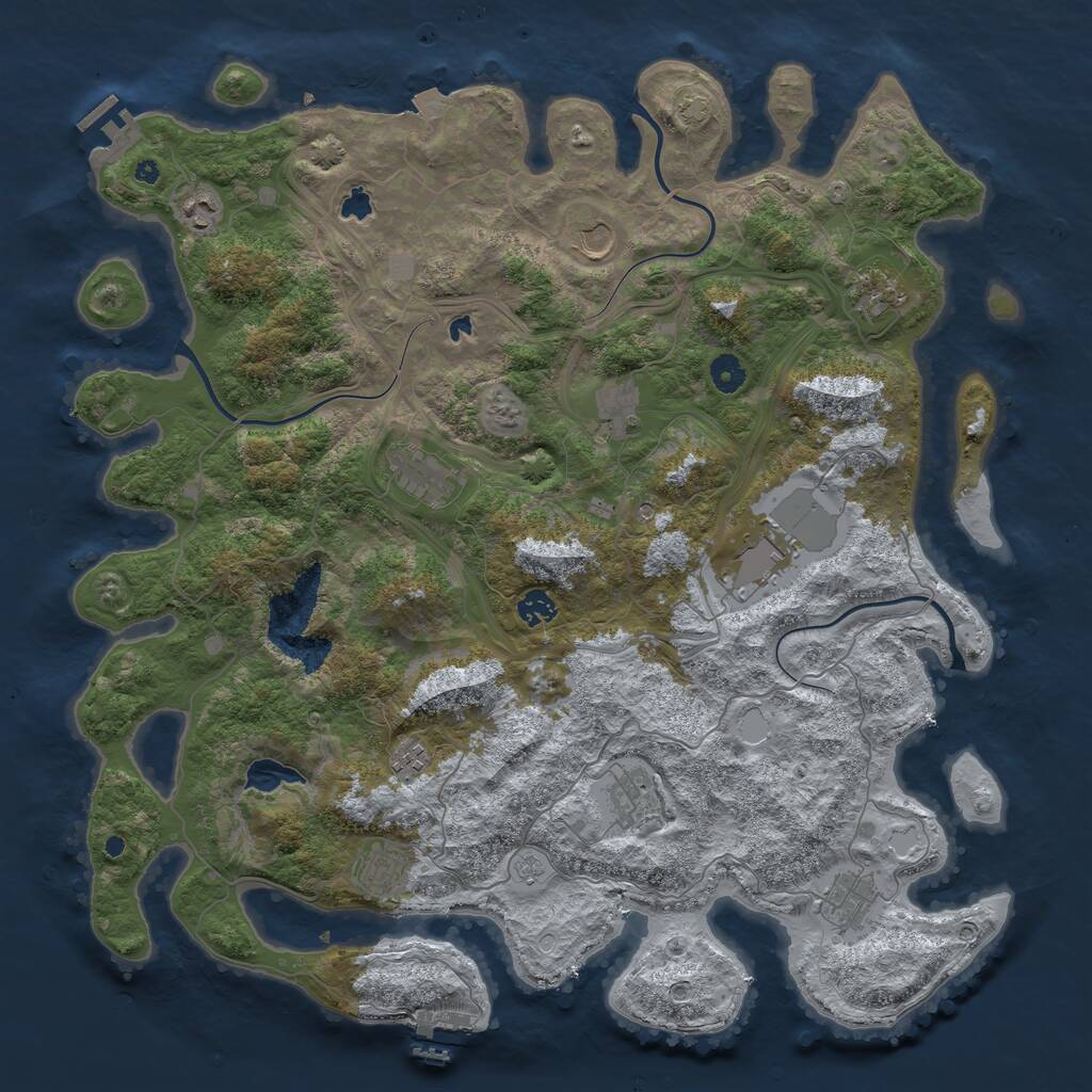 Rust Map: Procedural Map, Size: 4500, Seed: 527850907, 17 Monuments