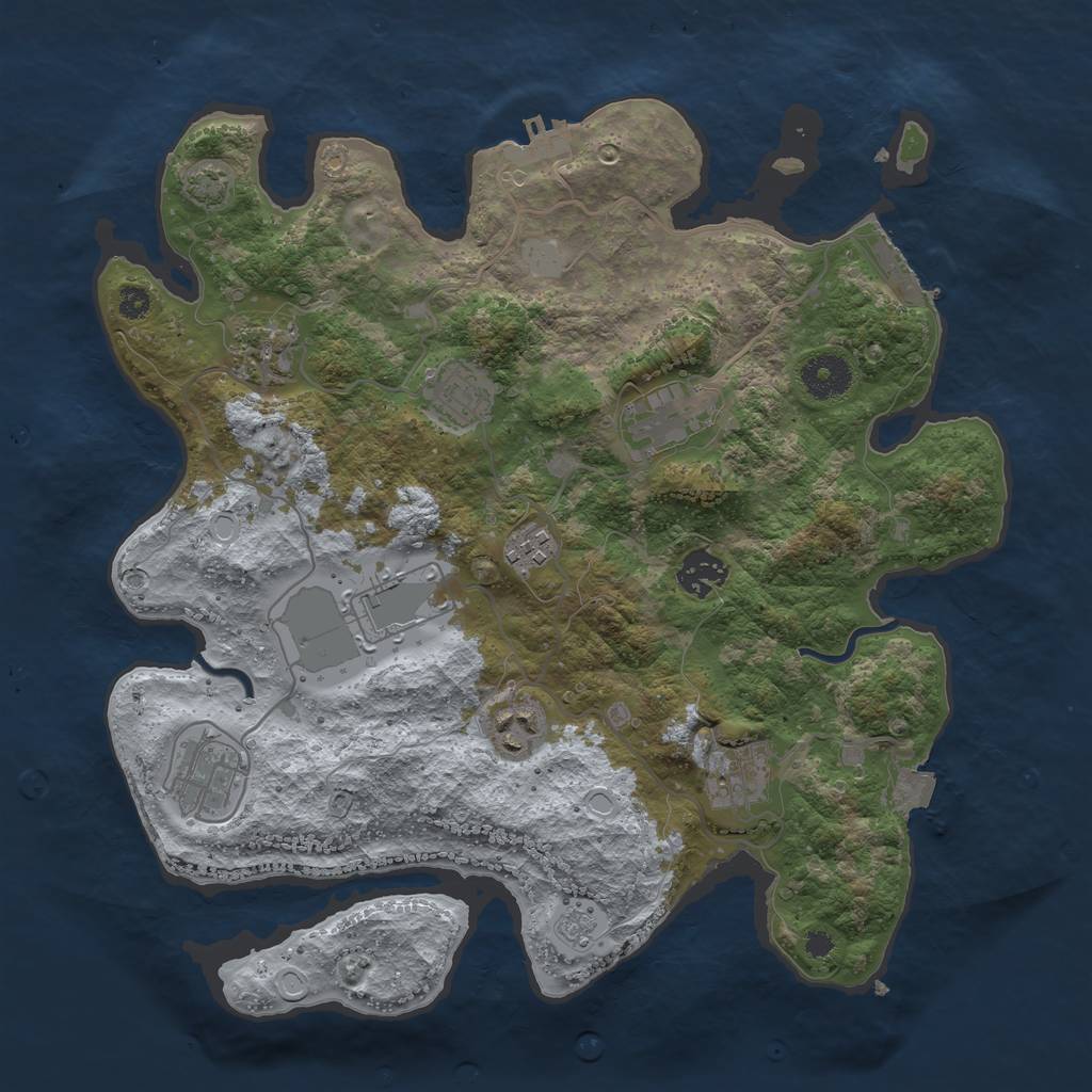 Rust Map: Procedural Map, Size: 3500, Seed: 686917620, 16 Monuments