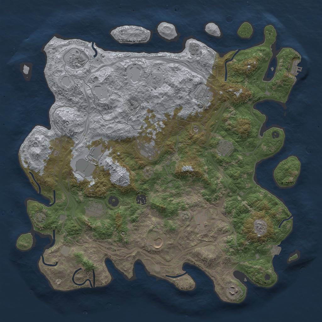 Rust Map: Procedural Map, Size: 4500, Seed: 1722251251, 18 Monuments