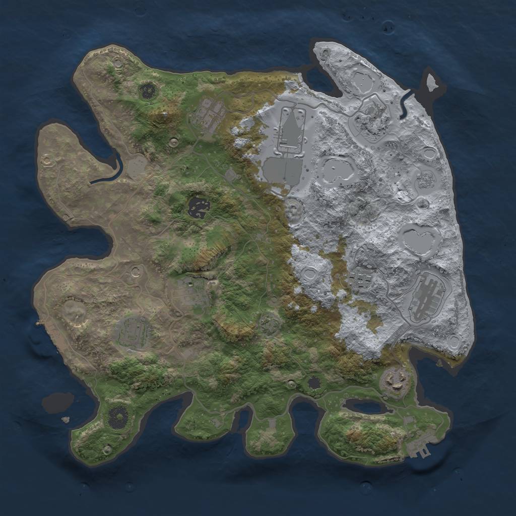 Rust Map: Procedural Map, Size: 3500, Seed: 989825313, 17 Monuments