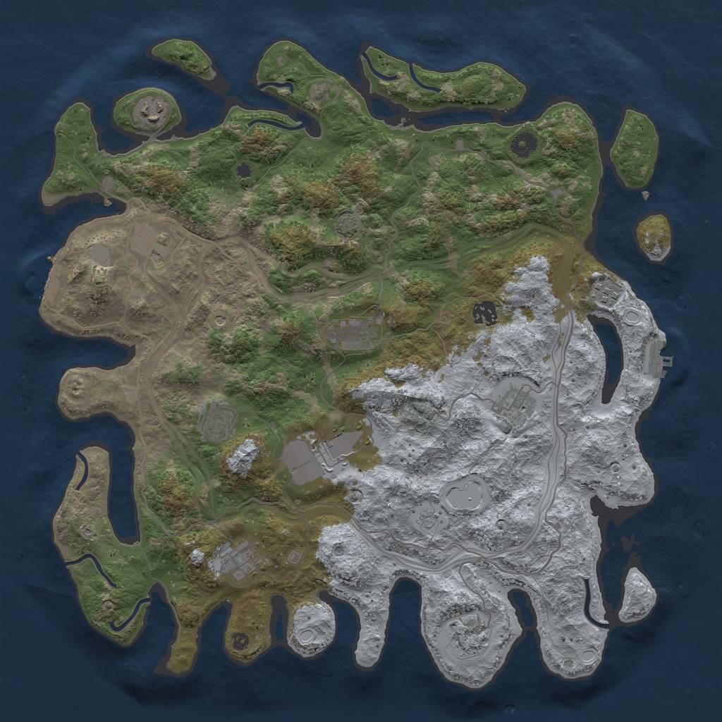 Rust Map: Procedural Map, Size: 4250, Seed: 821147206, 18 Monuments