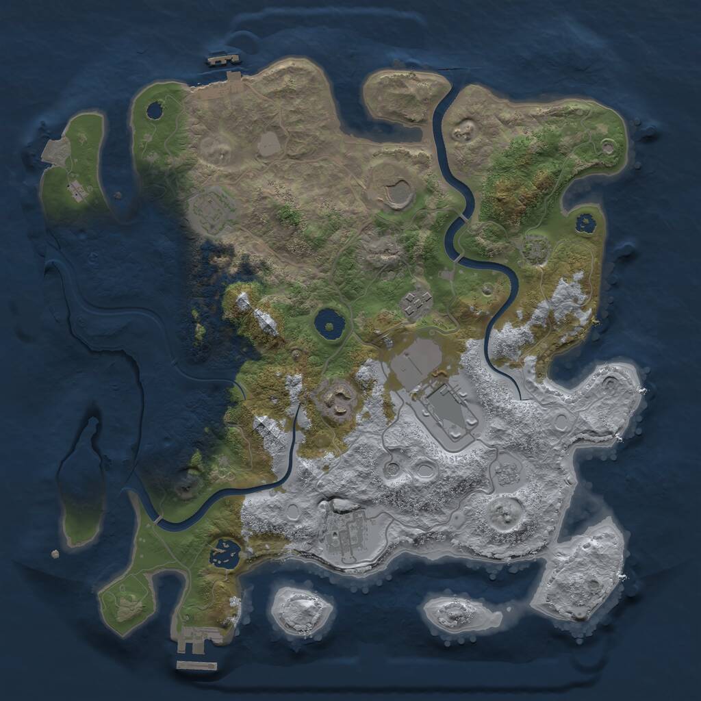 Rust Map: Procedural Map, Size: 3500, Seed: 1752636627, 13 Monuments