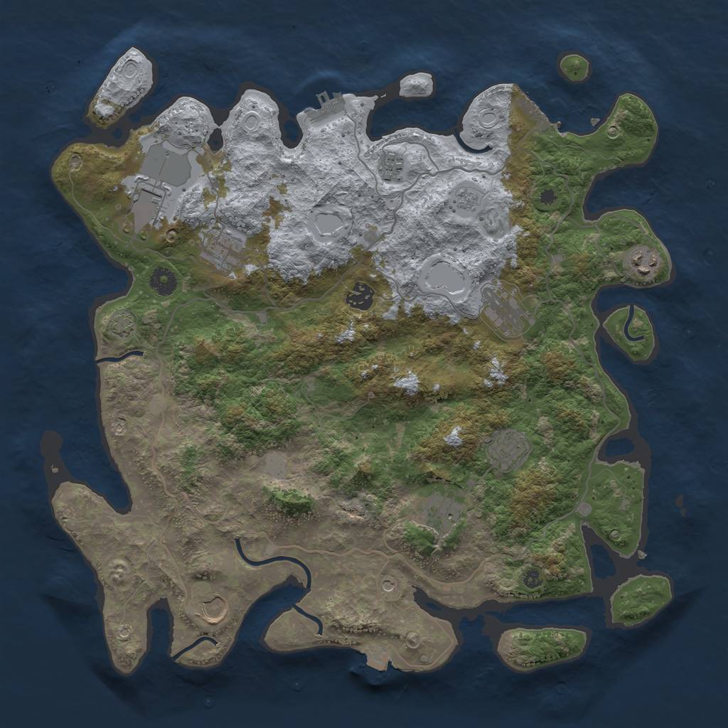 Rust Map: Procedural Map, Size: 4000, Seed: 272111, 17 Monuments